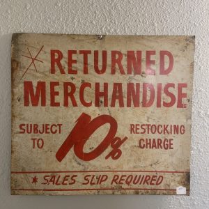 Returned Merchandise Sign