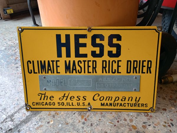 Hess Rice Drier Sign