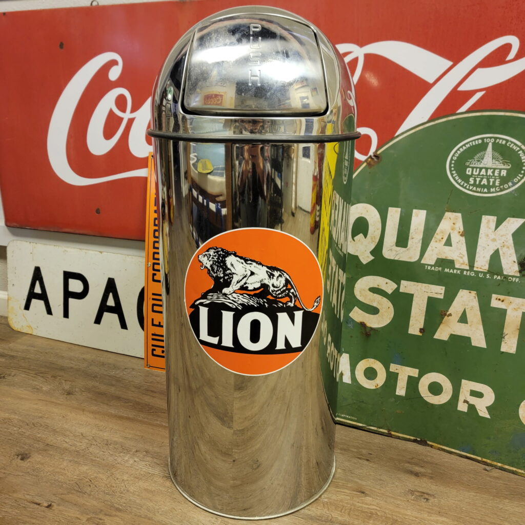 Chrome Lion Bullet Trash Can