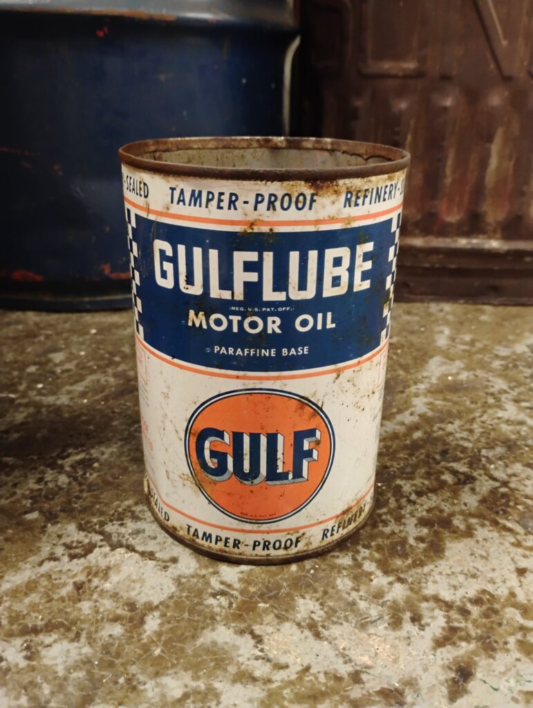 Checkered Gulflube Motor Oil Can