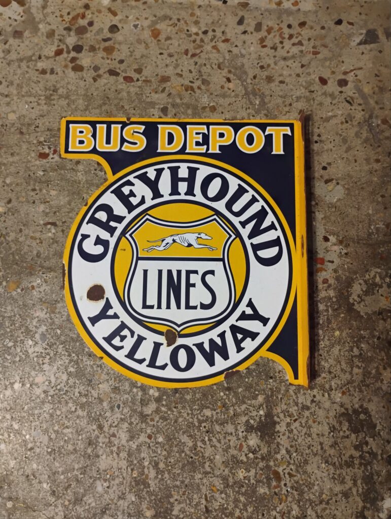 Greyhound Bus Depot Flange Sign