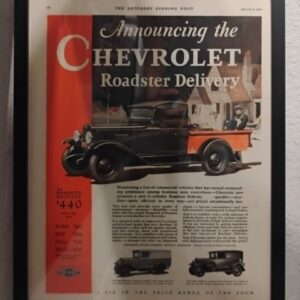 Framed Chevrolet Roadster Delivery Ad