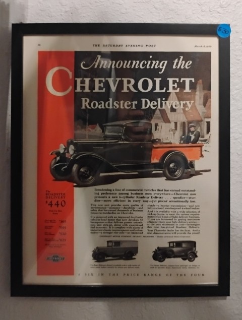Framed Chevrolet Roadster Delivery Ad