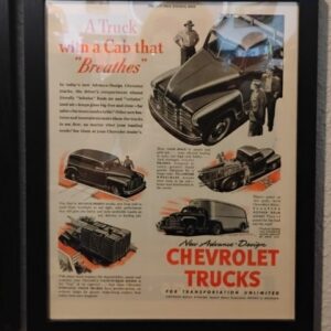 Framed Chevrolet Cab Truck Ad