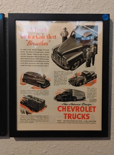 Framed Chevrolet Cab Truck Ad