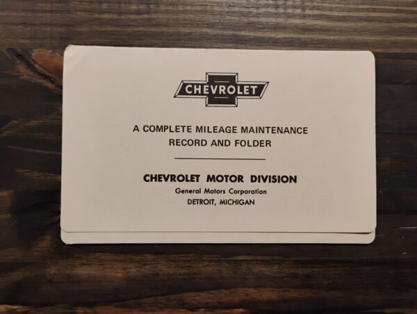Chevrolet Mileage Maintenance Folder